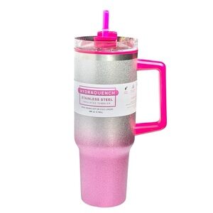 HYDRAQUENCH Stainless Steel Insulated Tumbler 40FL. oz Pink & Silver Ombre